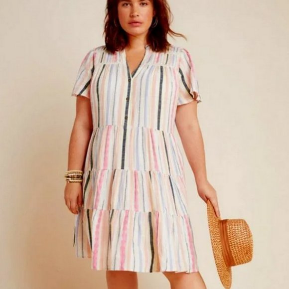 Anthropologie Dresses & Skirts - Anthropologie Georgina Tiered Shirtdress Striped